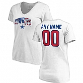 Women Customized Dallas Cowboys NFL Pro Line by Fanatics Branded Any Name & Number Banner Wave V Neck T-Shirt White,baseball caps,new era cap wholesale,wholesale hats